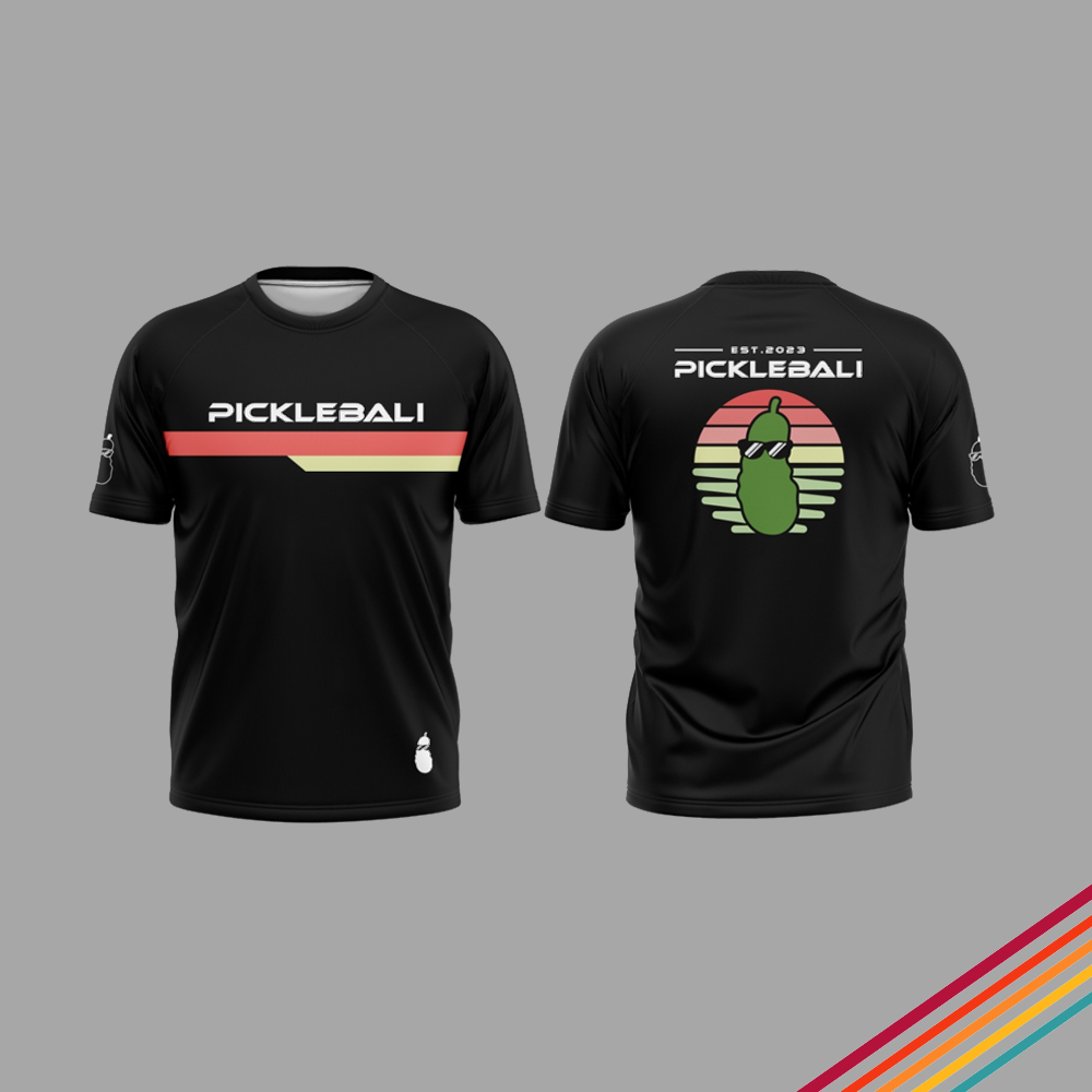 PickleBali Big Sunset Premium Pickleball Jersey - Pink Sunset on Black